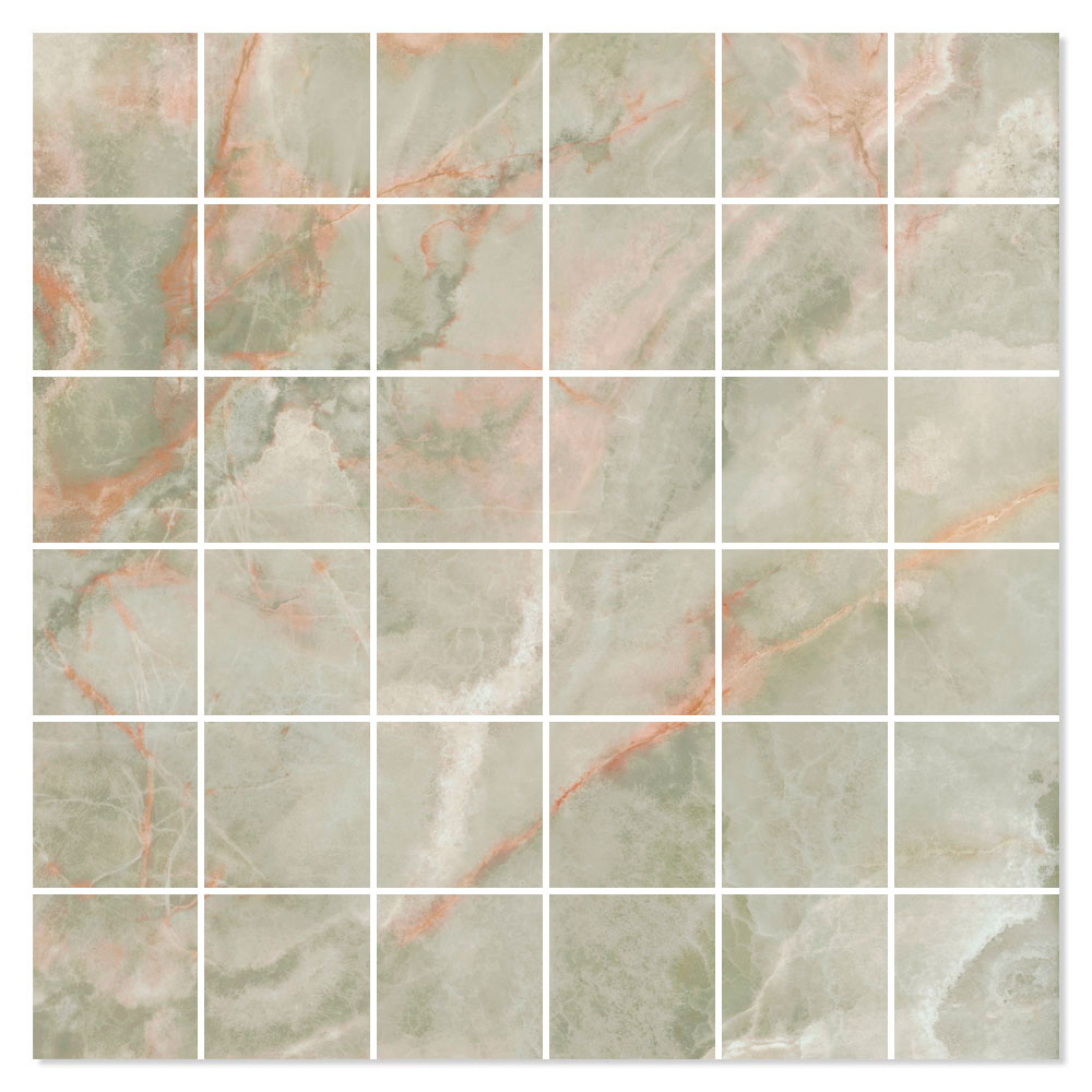 Marmor Mosaikkflis Lux Cirrus Grønn Polert 30x30 (5x5) cm